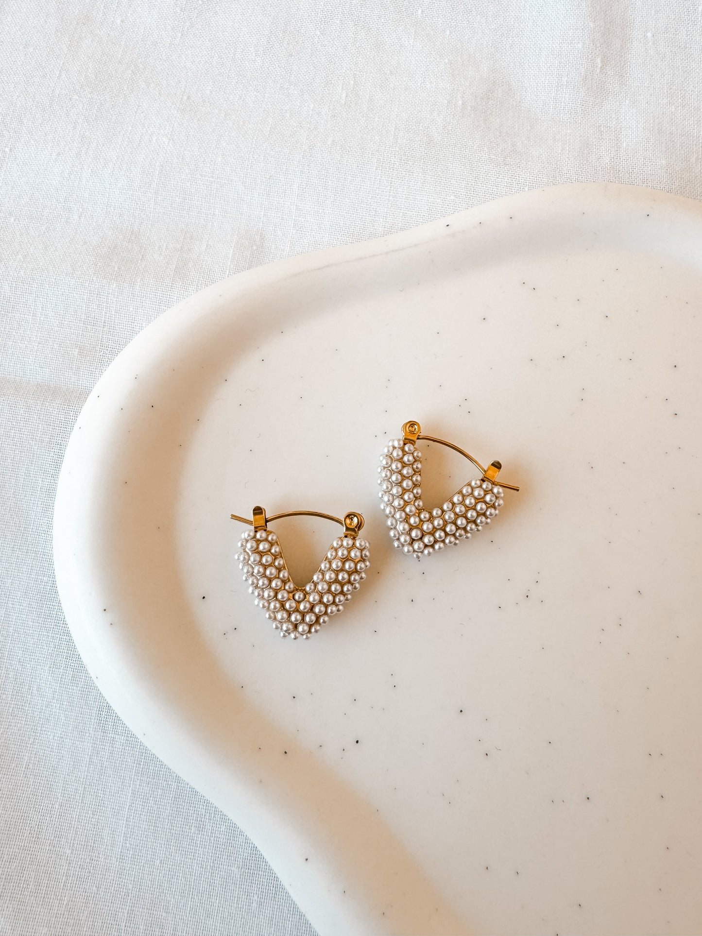 Love Heart Pearl Hoops