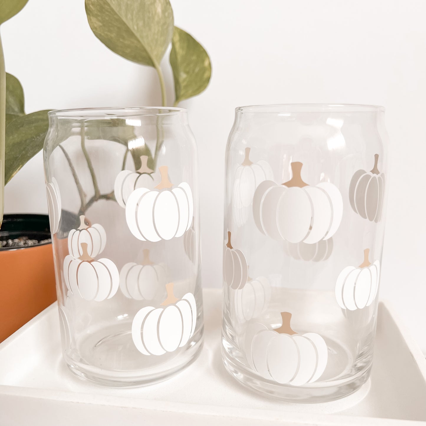 Boho Pumpkin Glass Cup