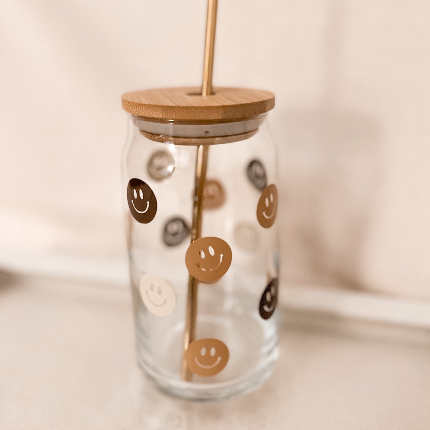 Neutral Smiley Glass Cup - GLASS ONLY