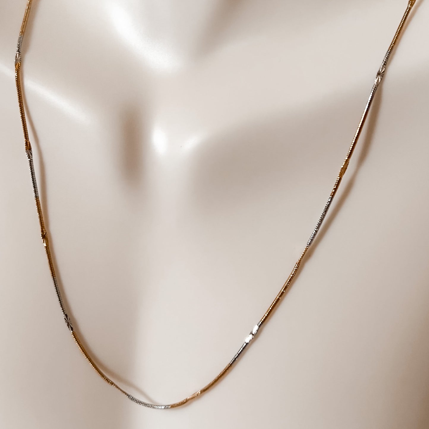 Flat Liquid Necklace Chain Two-Tone