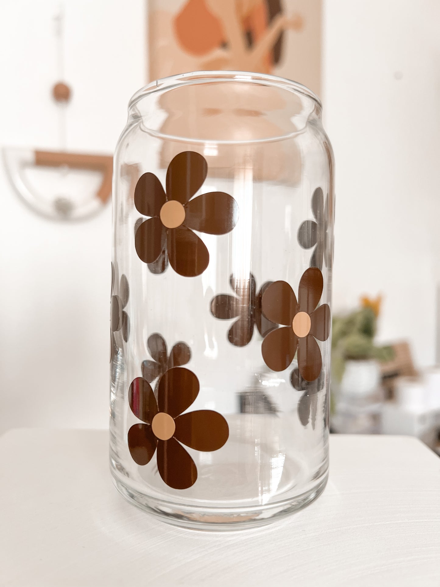 Boho Daisy Flower Glass Cup - GLASS ONLY