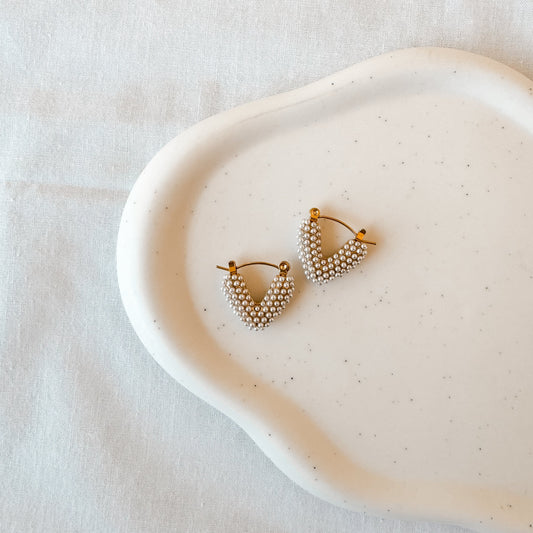 Love Heart Pearl Hoops