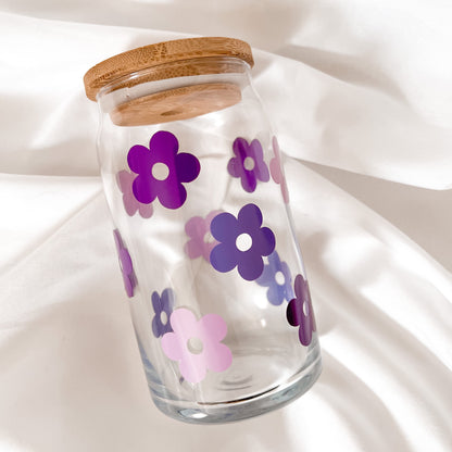 Daisy Purple Tri-Tone Glass Cup - GLASS ONLY