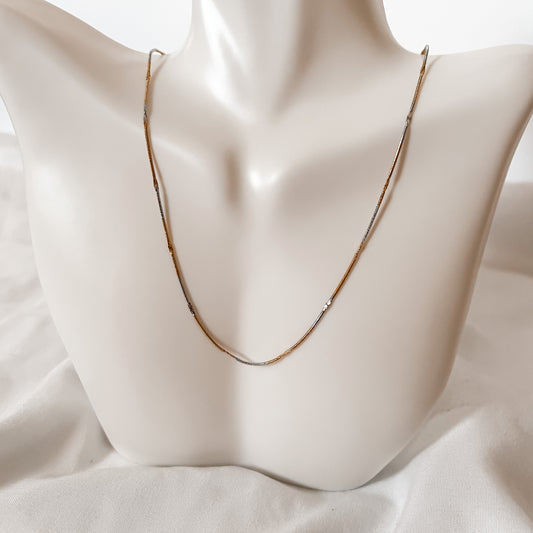 Flat Liquid Necklace Chain Two-Tone