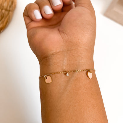 Pink Heart Enamel Bracelet