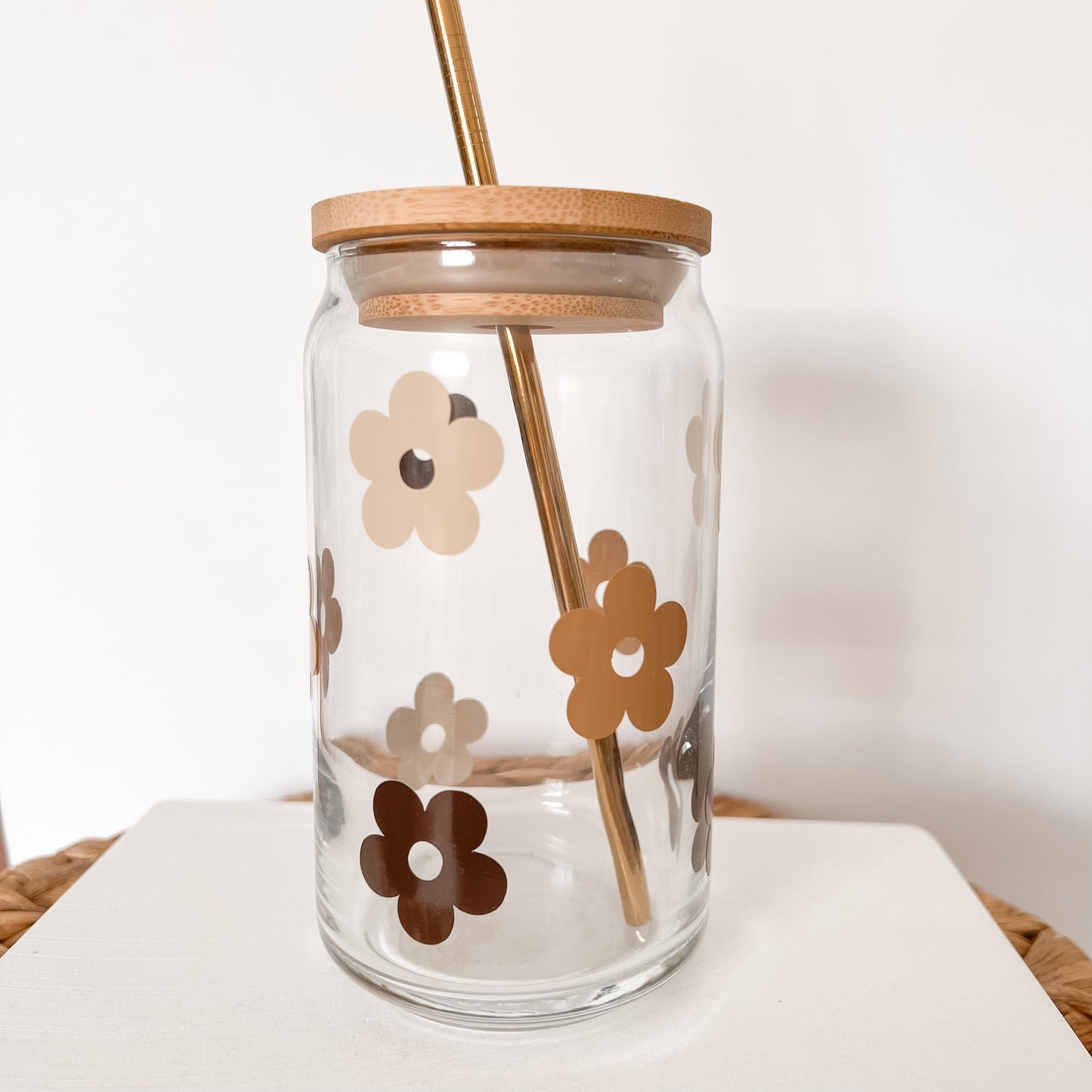 Daisy Tri-Color Neutrals Glass Cup - GLASS ONLY