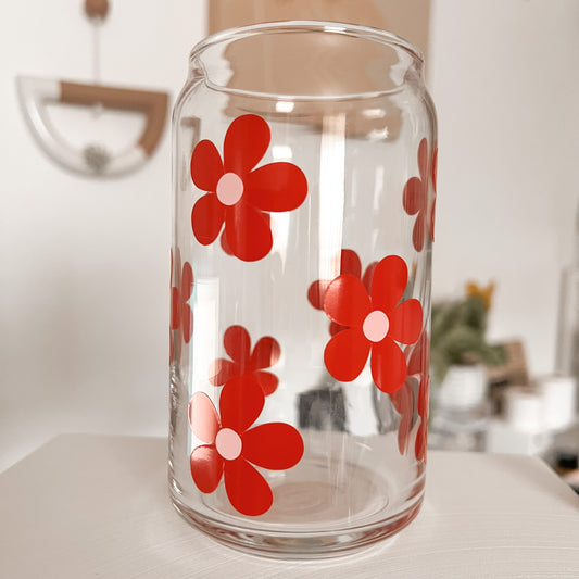 Daisy Red Glass Cup - GLASS ONLY