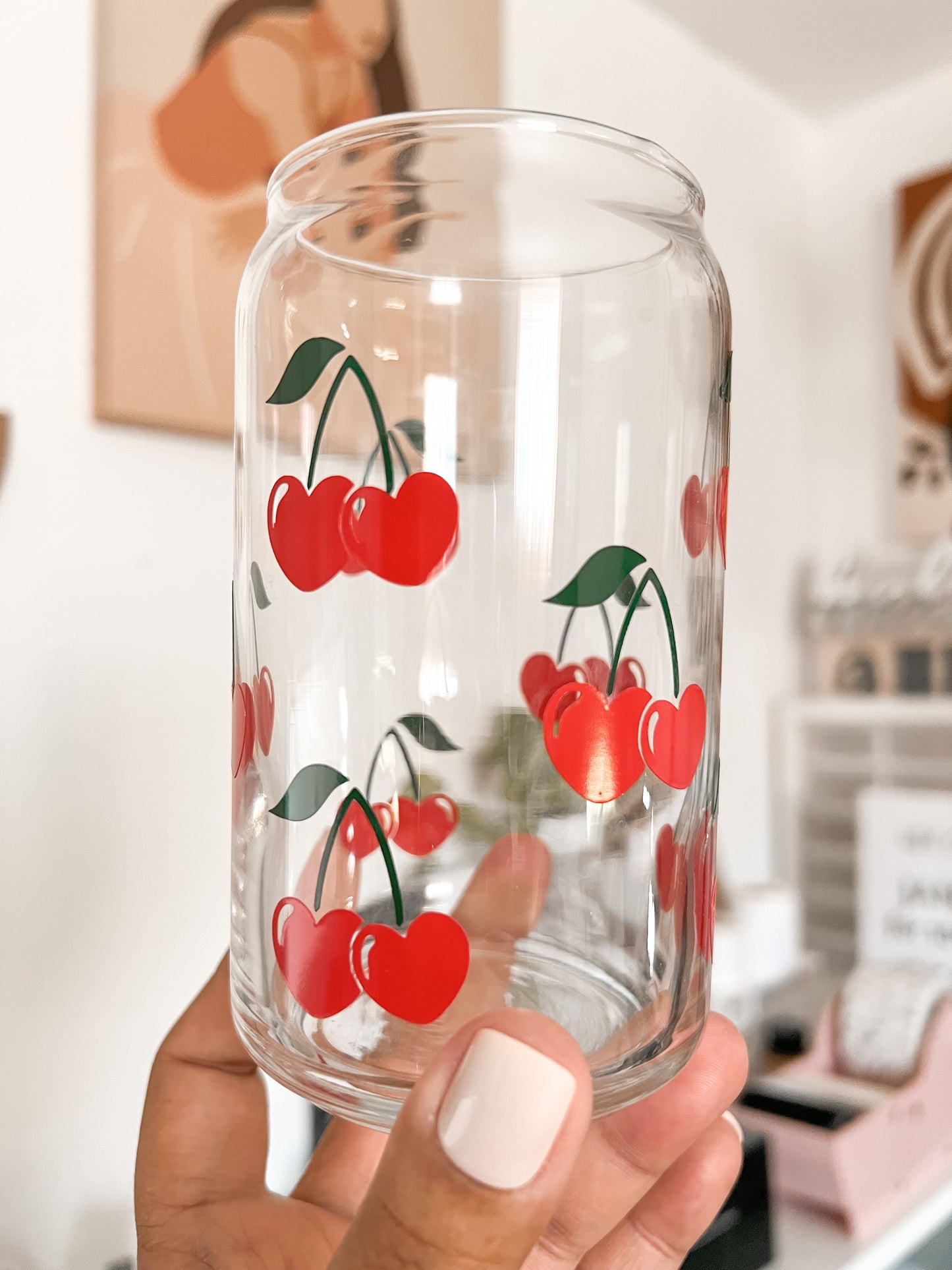 Cherry Heart Glass Cup - GLASS ONLY