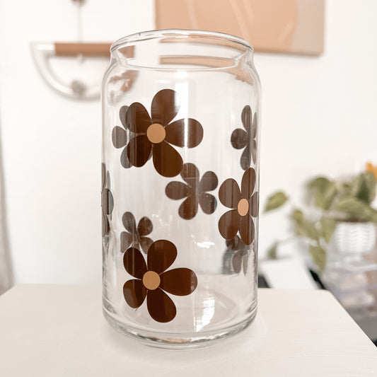 Boho Daisy Flower Glass Cup - GLASS ONLY