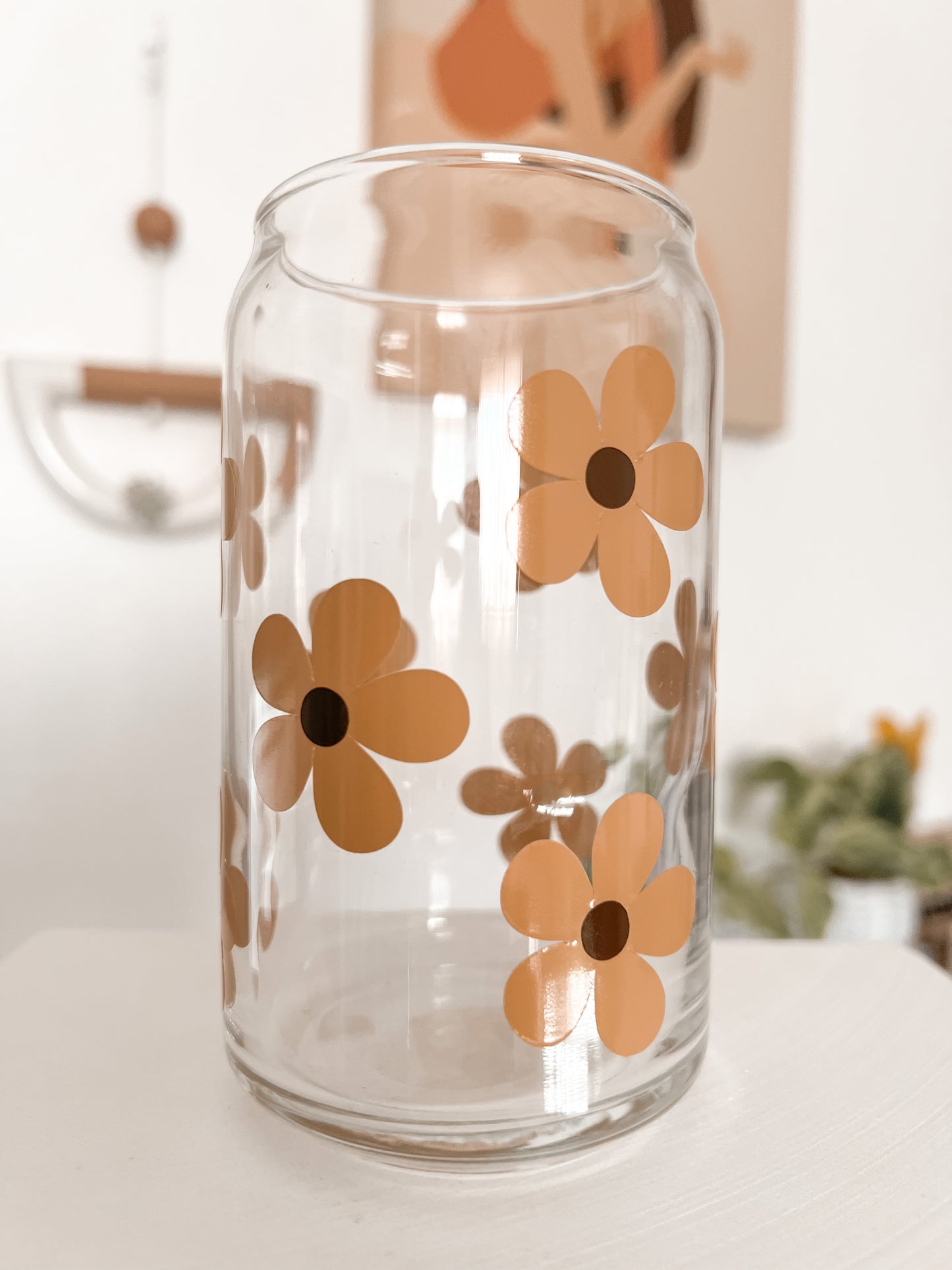 Boho Daisy Flower Glass cup - GLASS ONLY