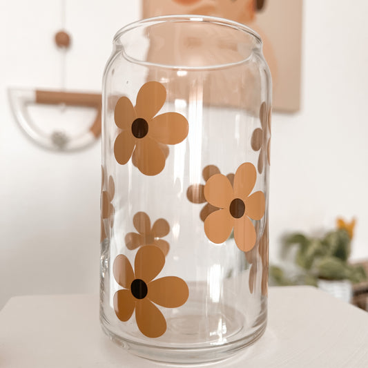 Boho Daisy Flower Glass cup - GLASS ONLY